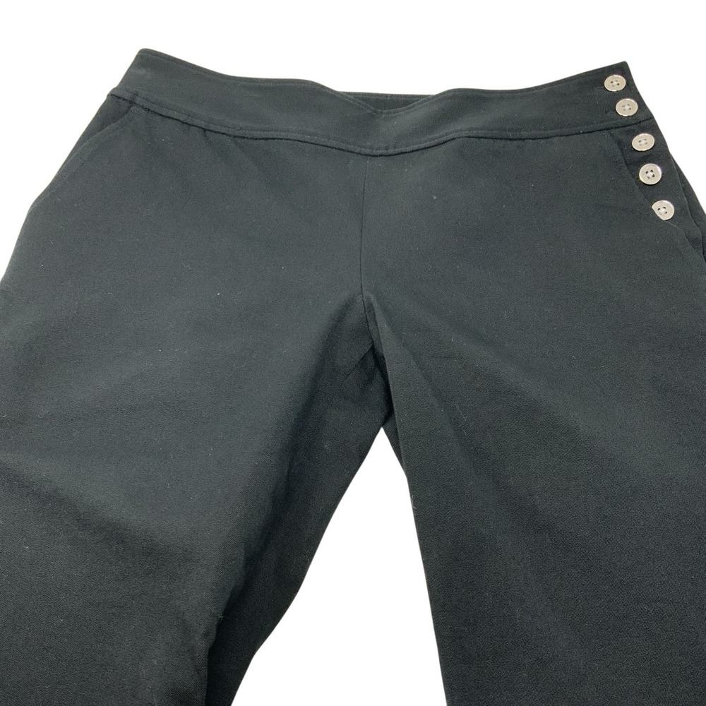 Lauren Ralph Lauren Womens Size‎ 8P Black Pants Straight Leg Stretch Button Side